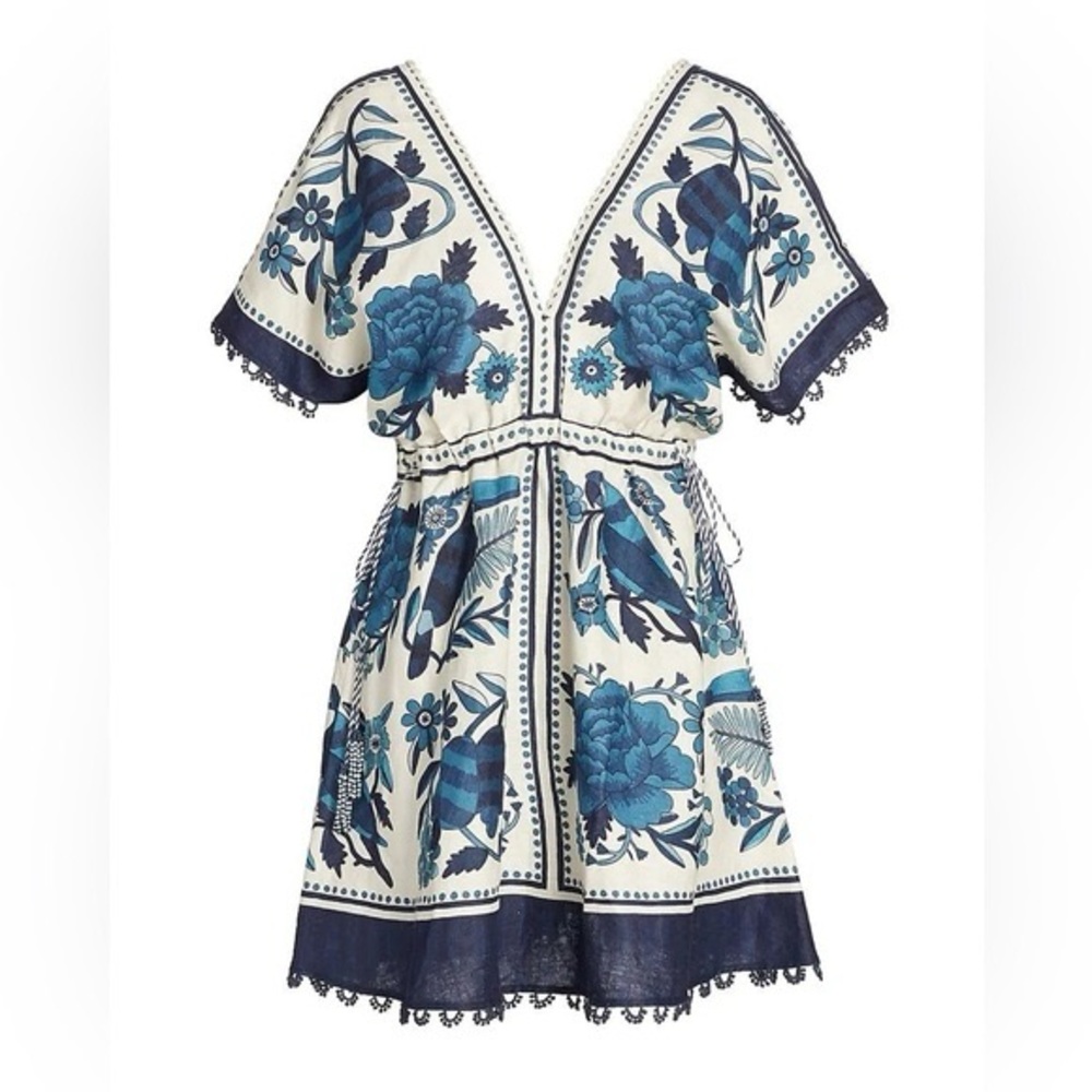 FARM Rio Blue and Navy Floral Mini Dress